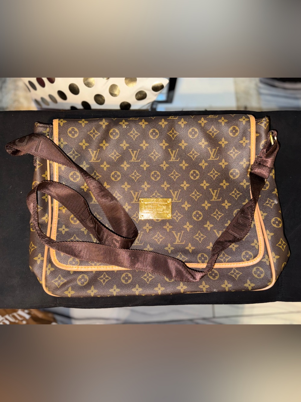 Louis Vuitton Brown Monogram Canvas Crossbody with Tan Trim
